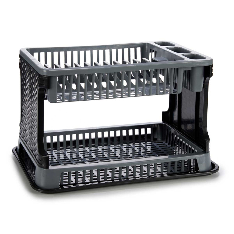 Dish drainer Kinvara, plastic rattan, grey