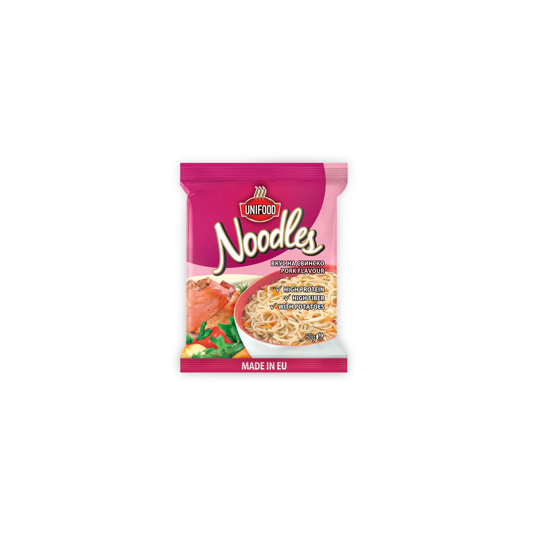 Uni Food Spaghetti Noodles, instant, with pork, 60 g