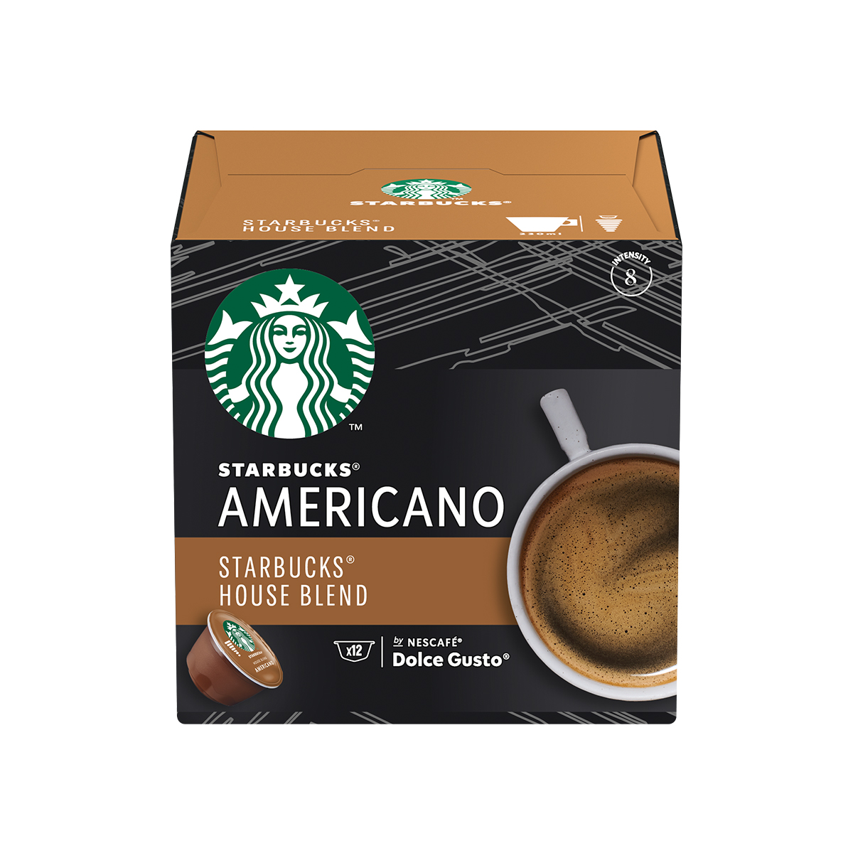 Nescafe Dolce Gusto Coffee Capsules Starbucks Americano House Blend, 12 pcs