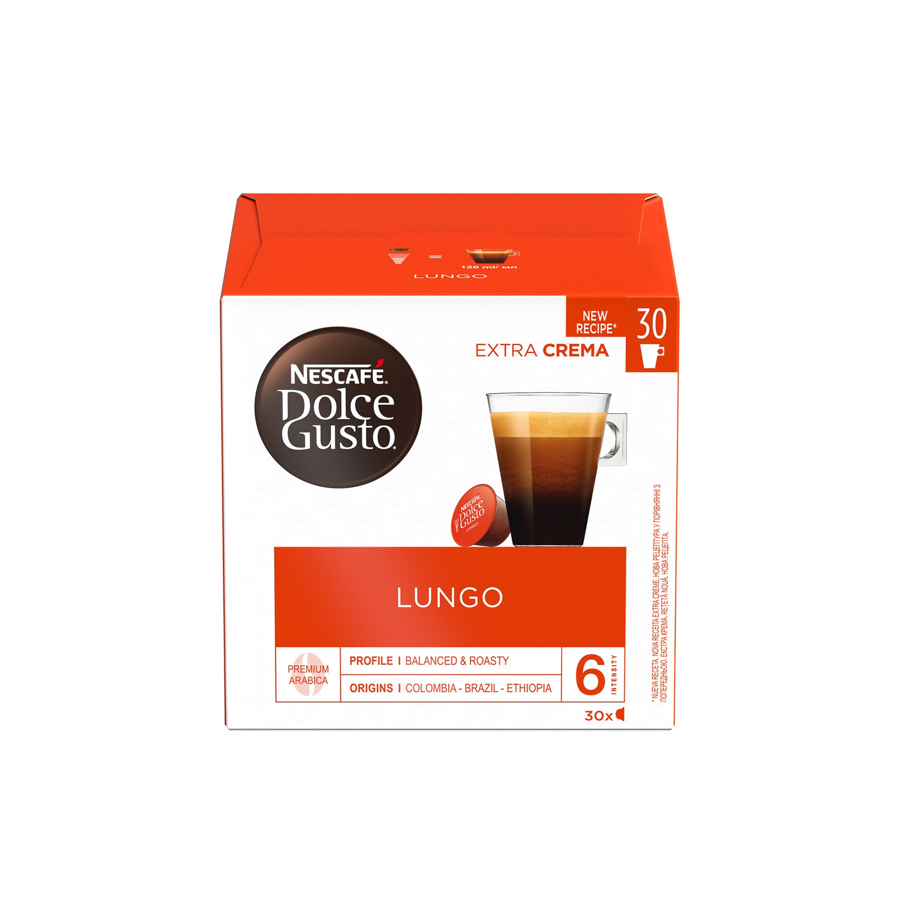 Nescafe Dolce Gusto Coffee Capsules Lungo, 30 pcs