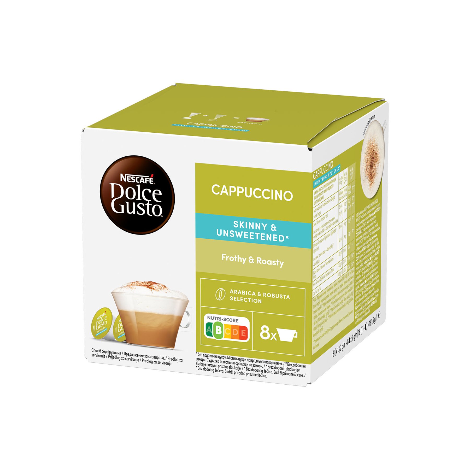 Nescafe Dolce Gusto Coffee Capsules Cappuccino Skinny Unsweetened, 16 Pieces