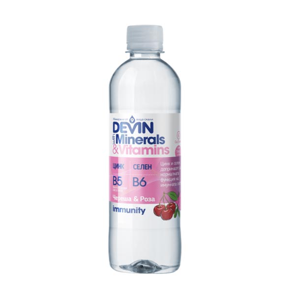 Devin Functional water Minerals & Vitamins, cherry and rose, 425 ml
