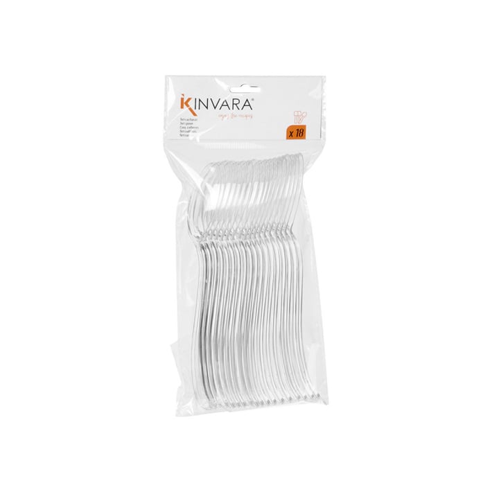 Лъжици Kinvara, пластмасови, прозрачни, 18 броя