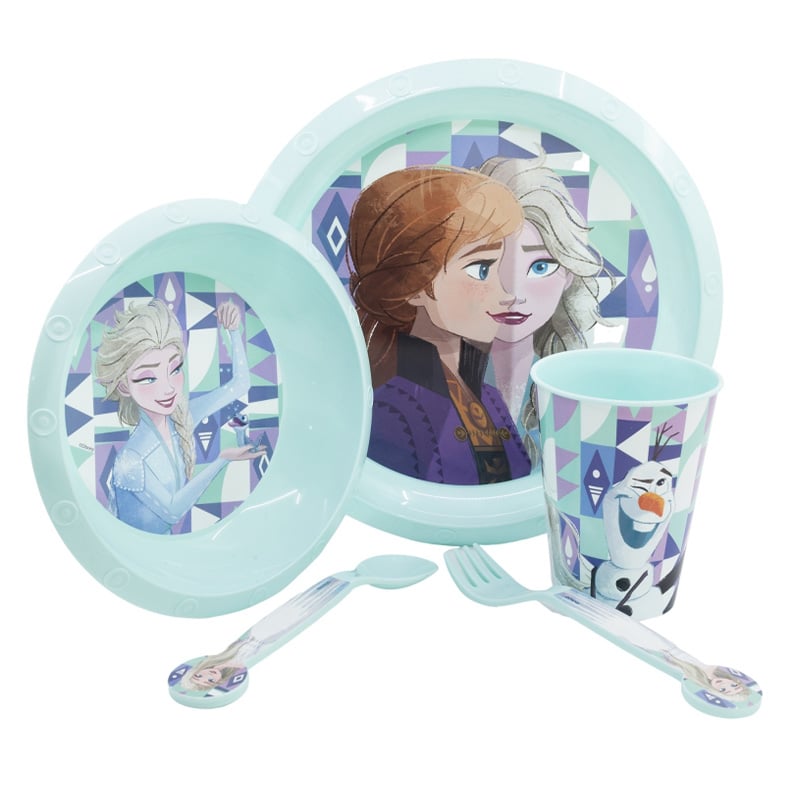 Stor Frozen set, cup, bowl, plate and cutlery