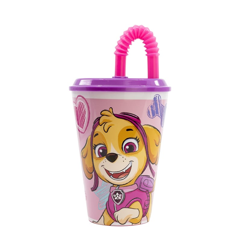 Stor Sports Bottle Paw Patrol - Skye, with straw, 430 ml
