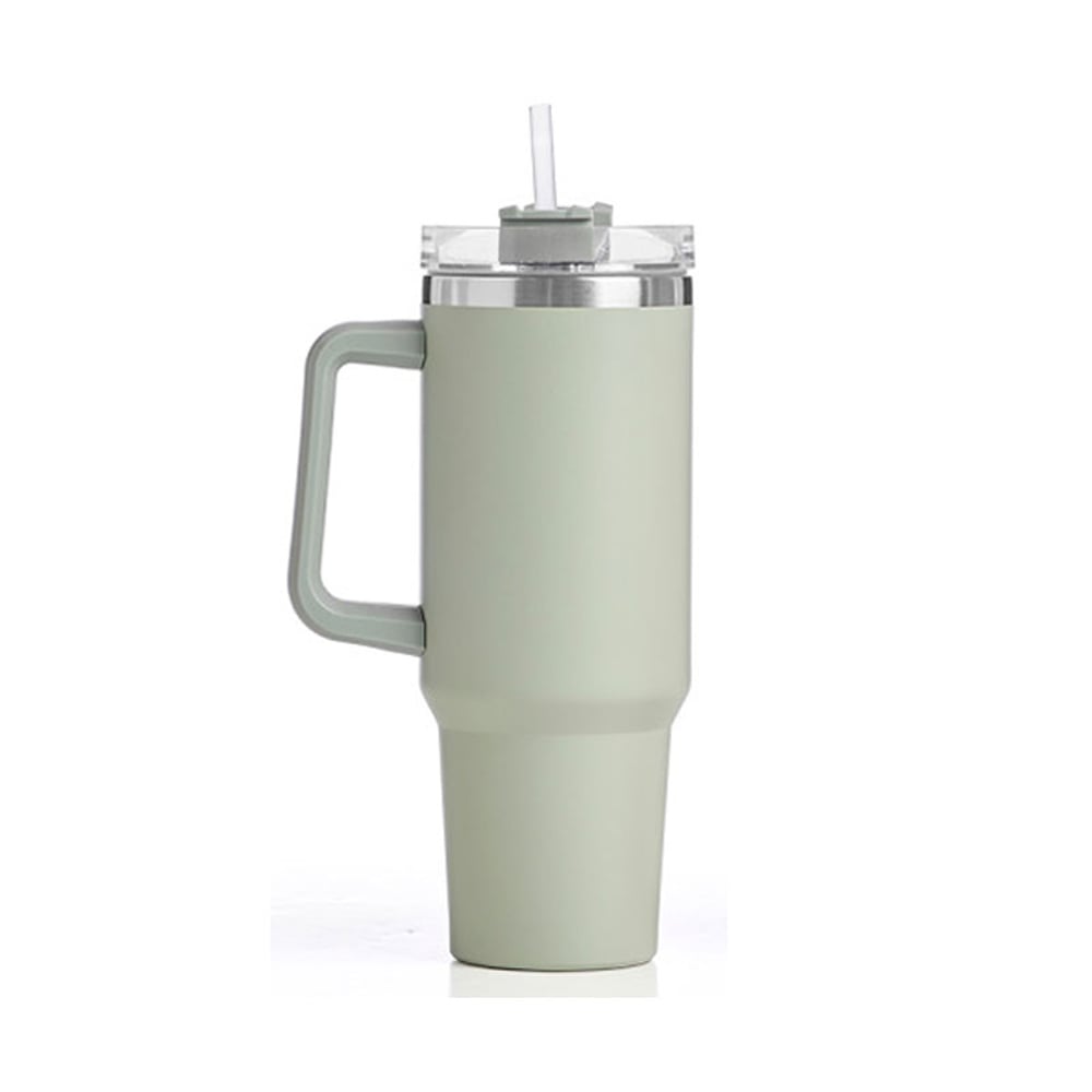 Термочаша Kinvara, с дръжка и сламка, 1200 ml, зелена