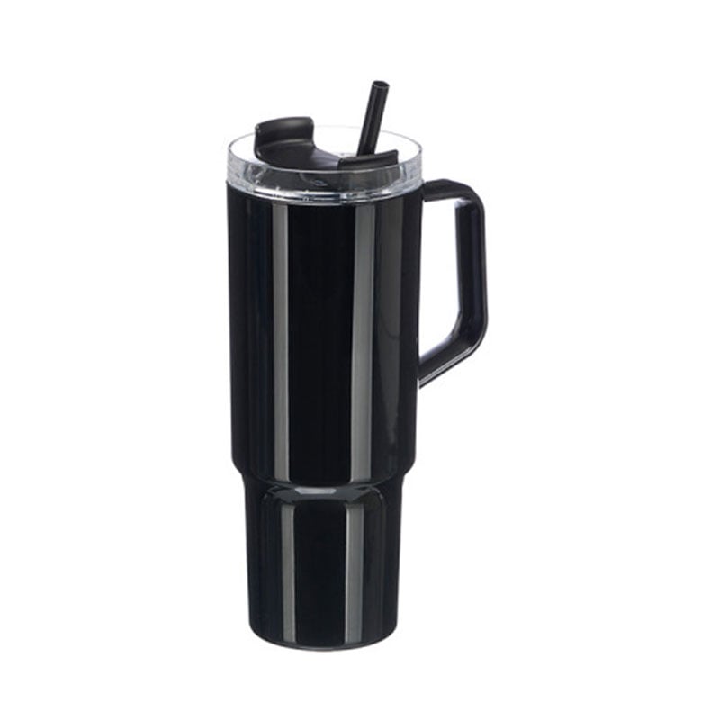 Cup Kinvara, with handle and straw, 1200 ml, black