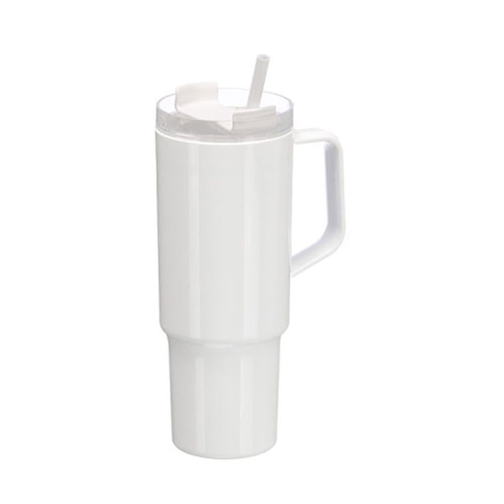 Чашa Kinvara, с дръжка и сламка, 1200 ml, бяла