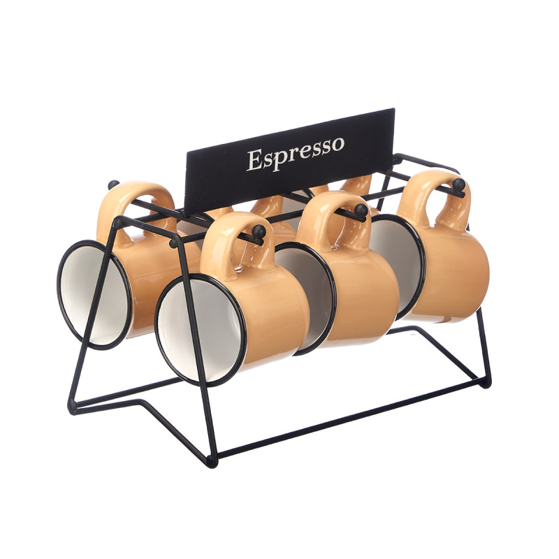 Coffee cup Vessia, with stand, 100 ml, beige, 6 pcs