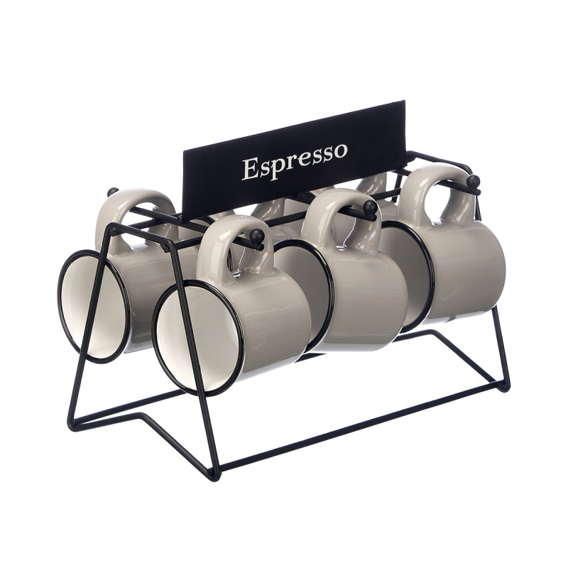 Coffee cup Vessia, with stand, 100 ml, grey, 6 pcs