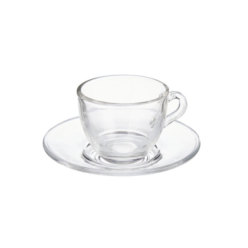 Coffee glass Vivalto, with saucer, glass, 85 ml, 6 pcs