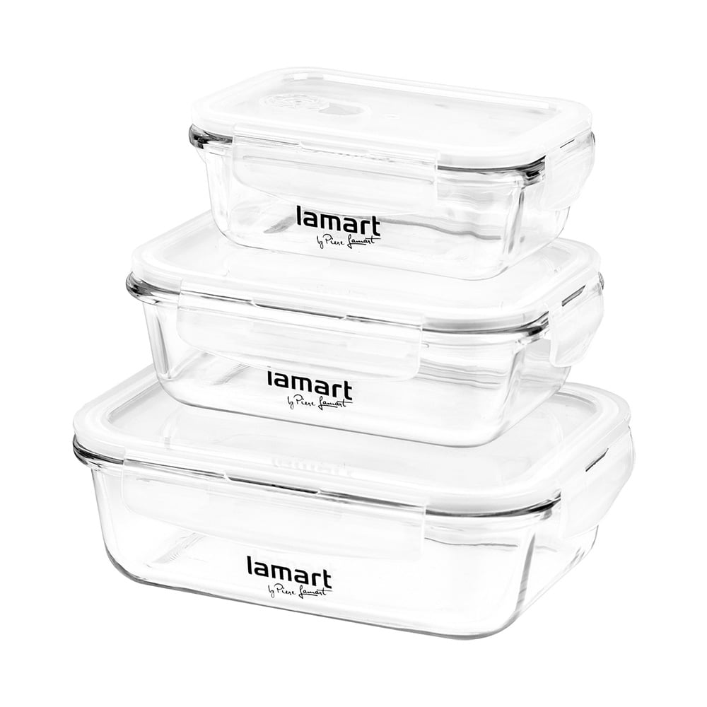 Lamart Glass Food Container Set, 370 ml, 640 ml, 1040 ml