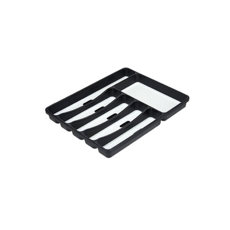 Cutlery organizer Kinvara, with 6 compartments, white-black