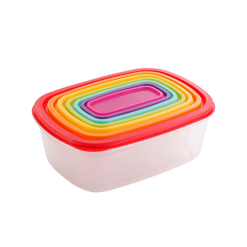 Food container Leknes, rectangular, plastic, 7 pcs