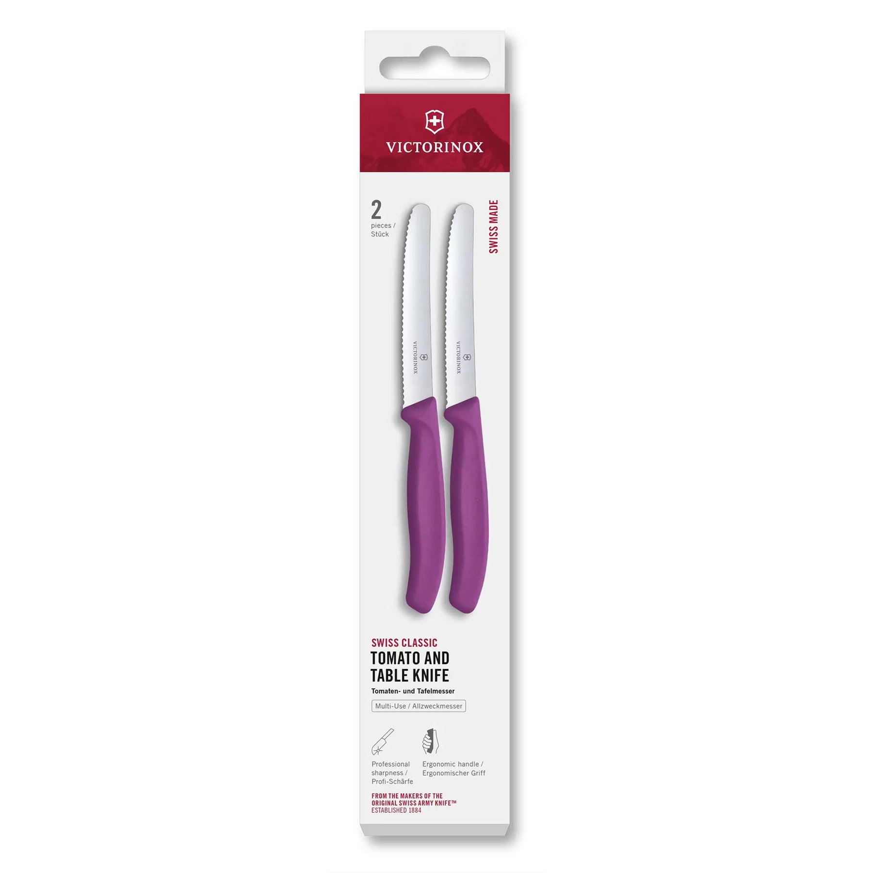 Victorinox Kitchen Knife Set, tomato, 11 cm, 2 pcs, purple