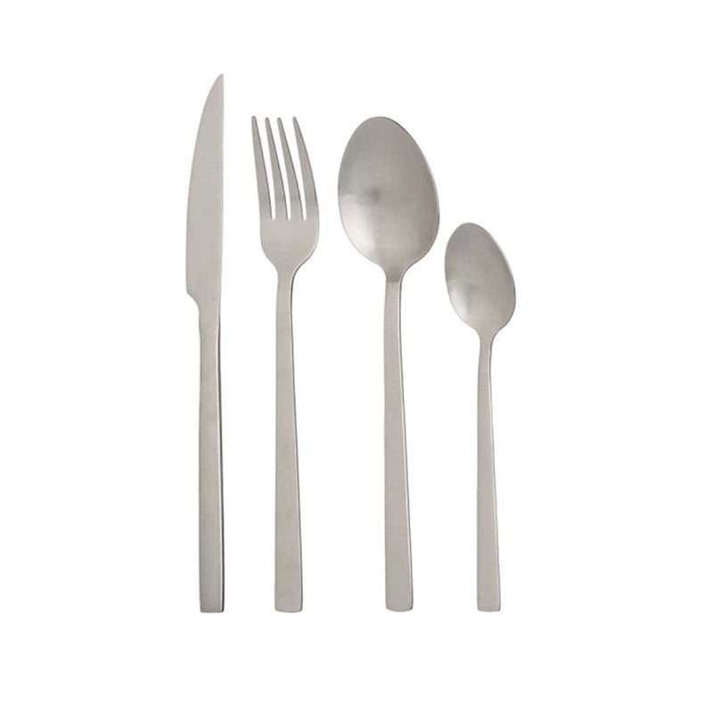Cutlery set Kinvara, matte silver, 16 pcs