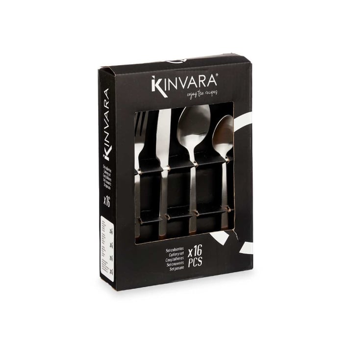 Прибори за хранене Kinvara, сребрист мат, 16 части