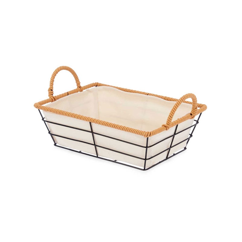 Basket Kinvara, rectangular, with metal handles