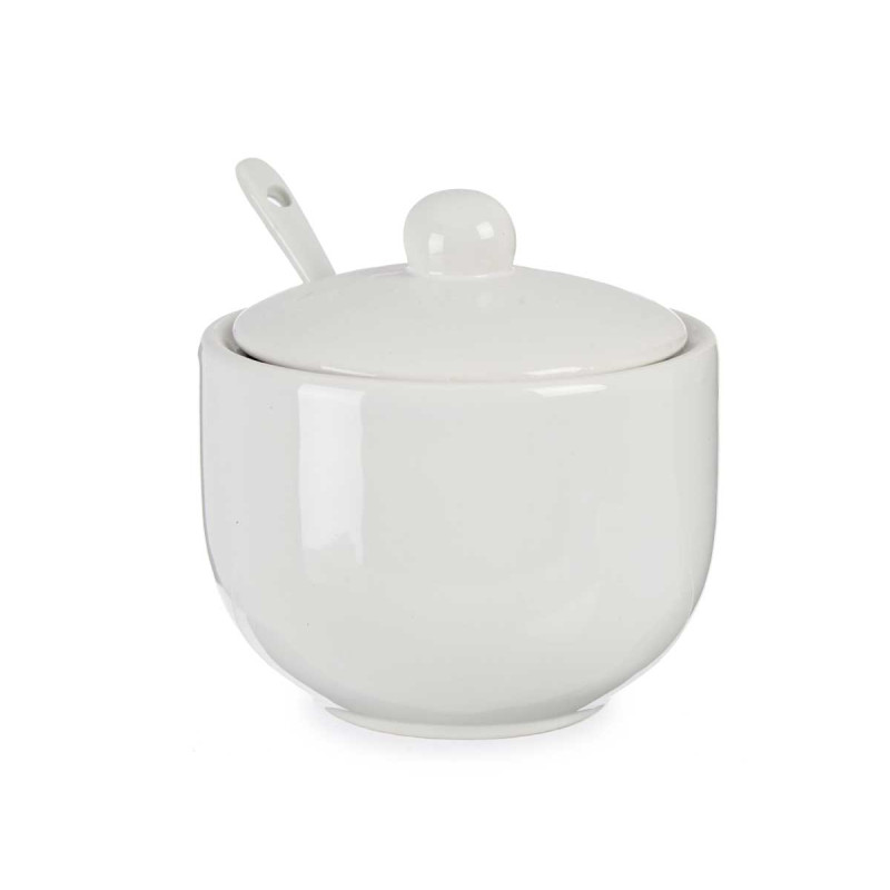 Sugar bowl Vessia, with spoon, white