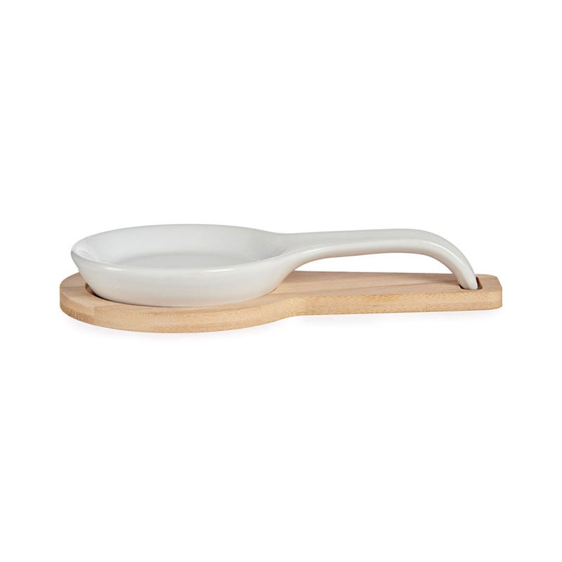 Appetizer spoon rest Vessia, ceramic, with bamboo base