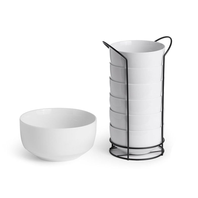 Bowl Vessia, round, porcelain, with stand, 800 ml, 6 pcs