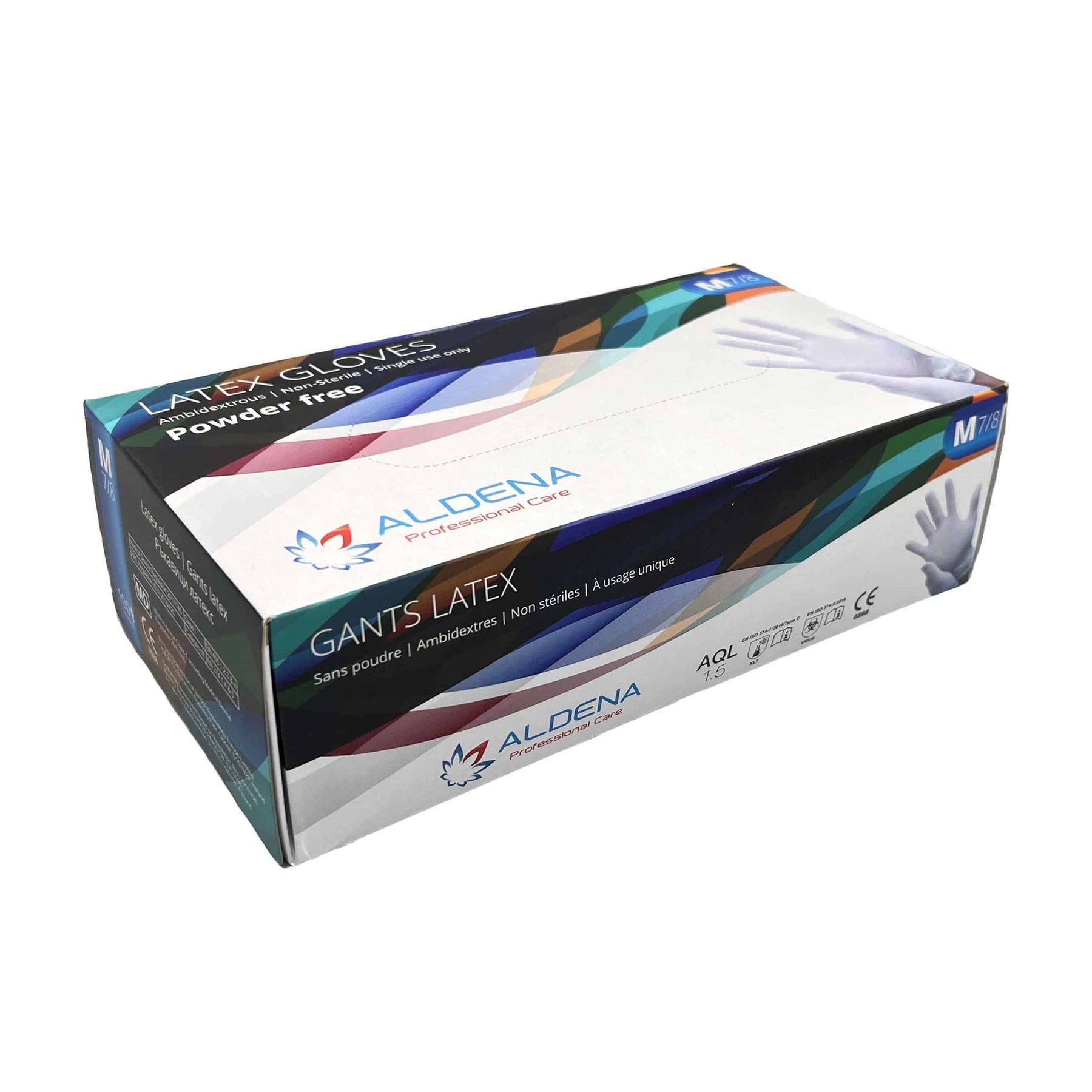 Gloves Aldena, latex, S, non-sterile, powder-free, 100 count