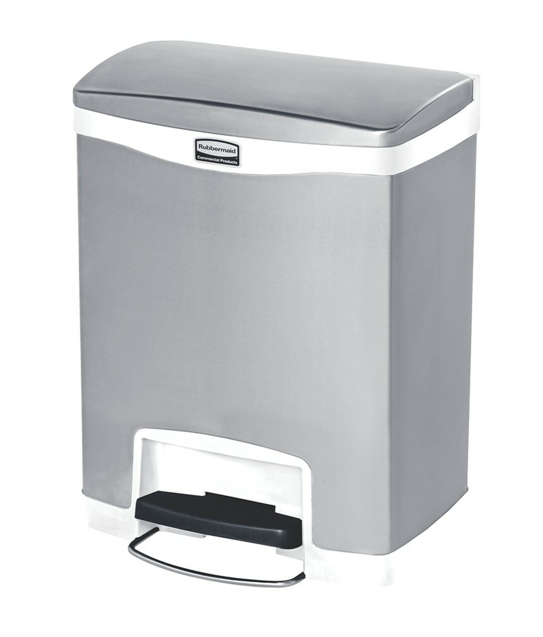 Basket Rubbermaid Slim Jim Front, metal, 30 L, white, 42.75 x 32.59 x 55.52 cm