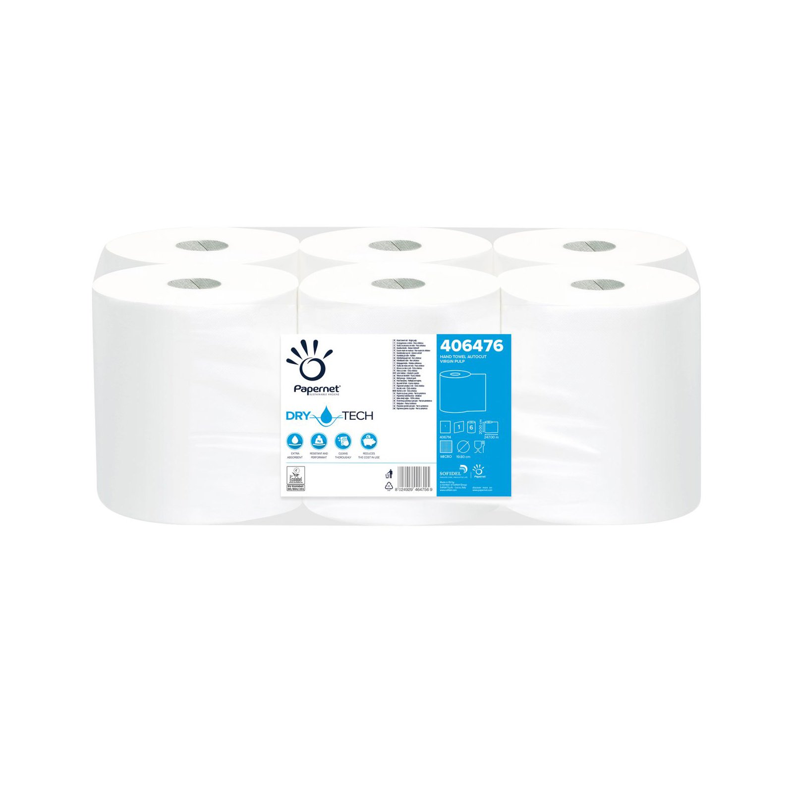 Towels for hands Papernet Dry Tech, on roll, single-layer, 247 m, 6 counts