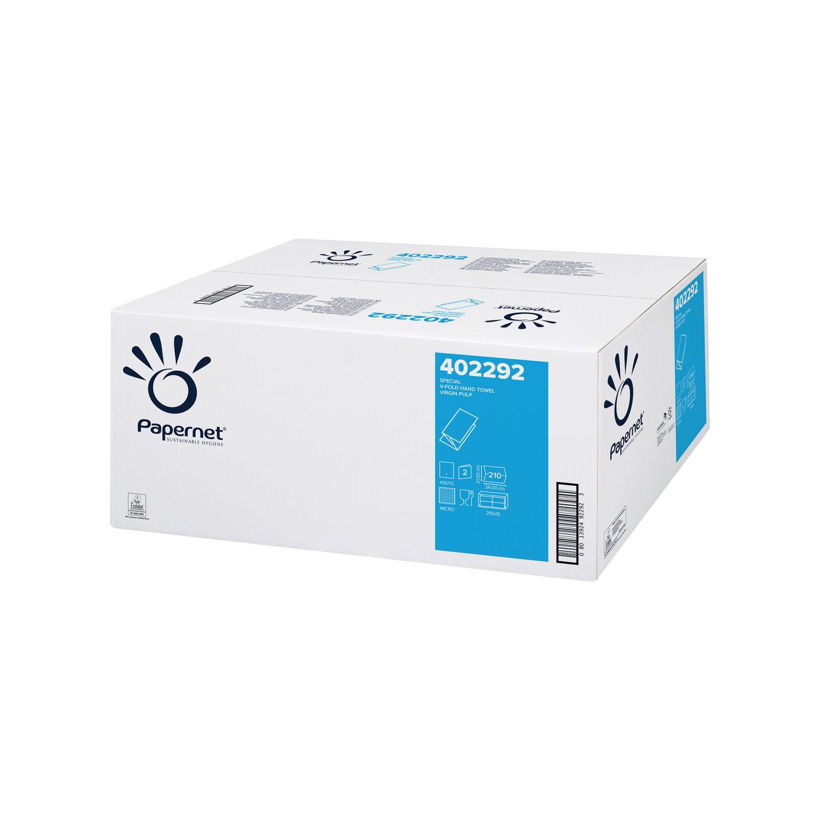 Towels for hands Papernet Special, V-fold, double-layered, 21 x 24 cm, 210 short, 15 counts