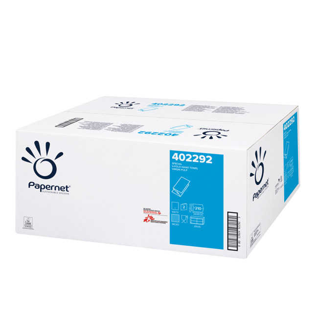 Towels for hands Papernet Special, V-fold, double-layered, 21 x 24 cm, 210 short