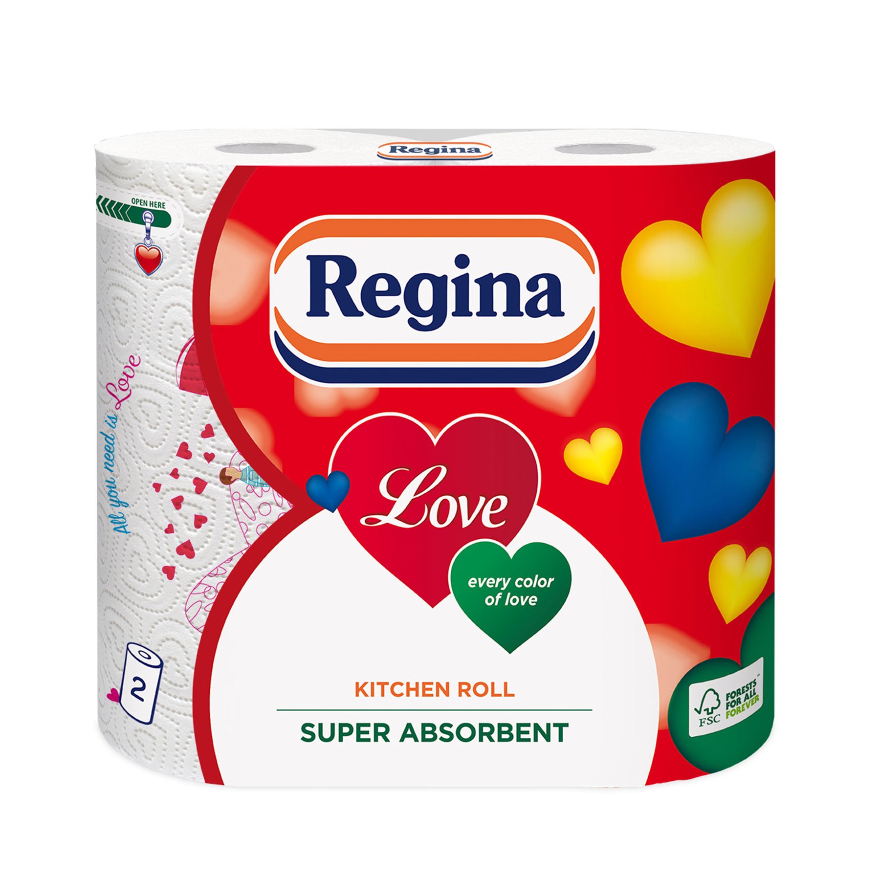 Kitchen roll Regina Love Decorated, cellulose, three-ply, 175 g, 2 pieces