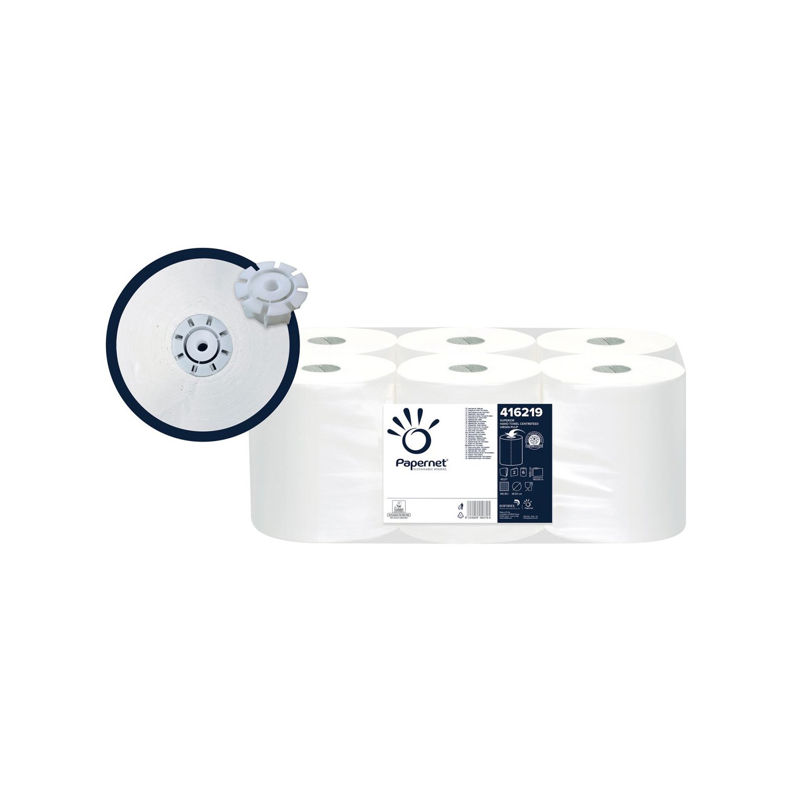 Towels for hands Papernet Captive, on roll, double-layered, 140 m, 6 counts