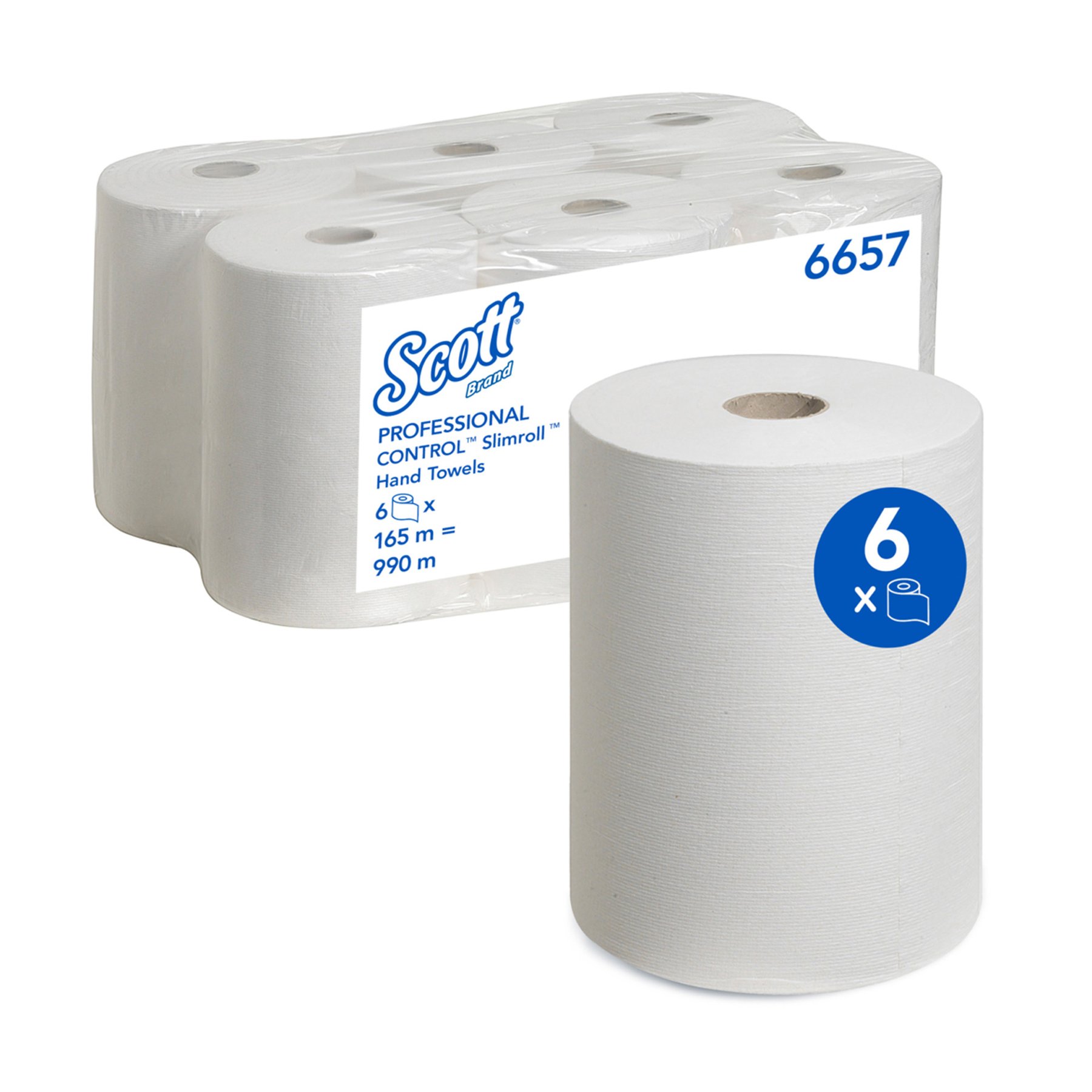 Towels for hands Kimberly-Clark Scott Slimroll, roll, width 21 cm, length 165 m, white, 6 counts