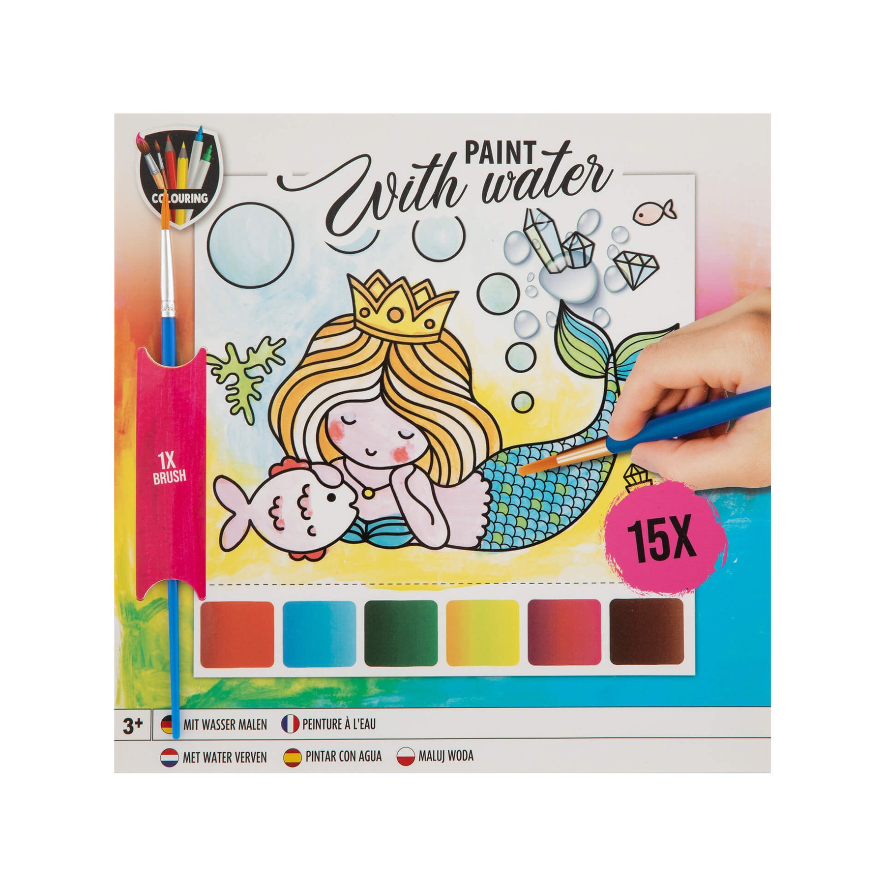 Moxy Water Colouring Pad Mermaid, with brush
