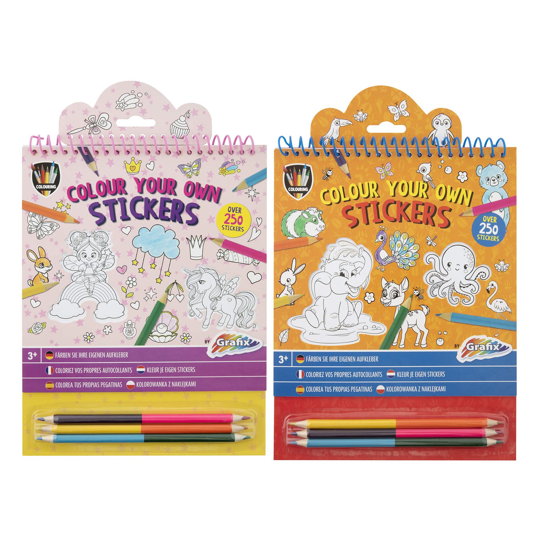 Moxy Sticker Coloring Book, with 3 double pencils included, assorted, 48 pieces
