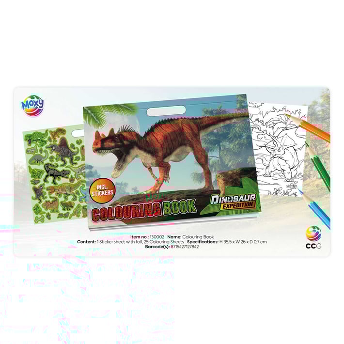 Moxy Colouring book Dinosaurs, with stickers, 26 x 35.5 cm