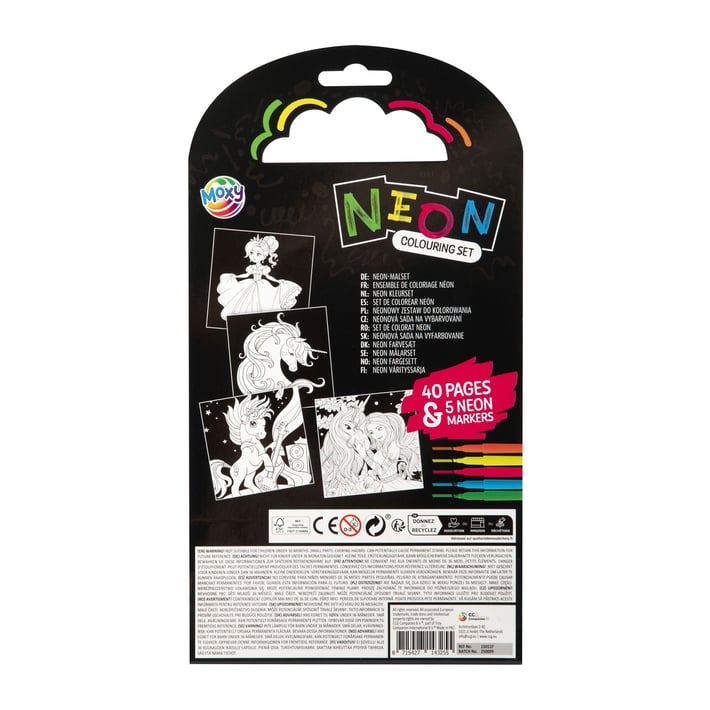 Moxy Книжка за оцветяване Еднорог, неонова, 40 листа