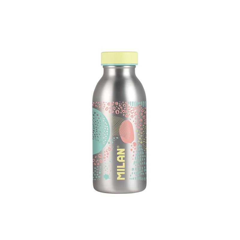 Milan Water Bottle Silver, insulated, 354 ml, yellow