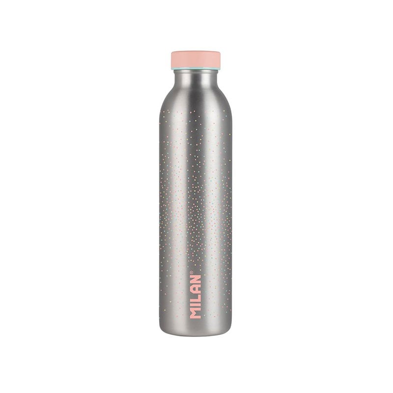 Milan Water bottle Silver, insulated, 591 ml, pink
