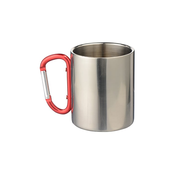 BESTSUB Mug with carabiner handle, stainless steel, 300 ml, customizable