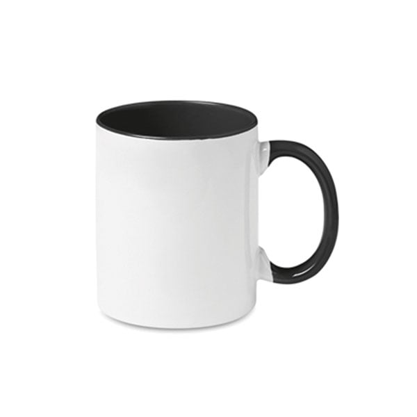 BESTSUB Mug with colored inside & handle, 330 ml, black, customizable