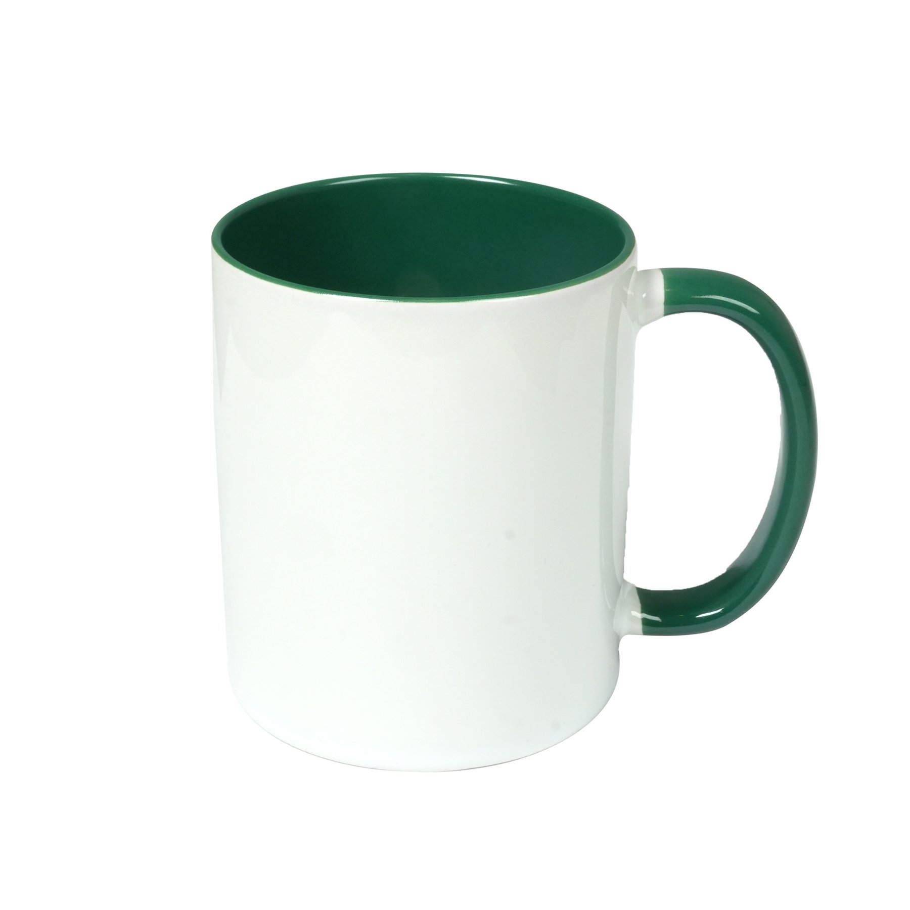 BESTSUB Mug with colored interior and handle, 330 ml, green, customizable