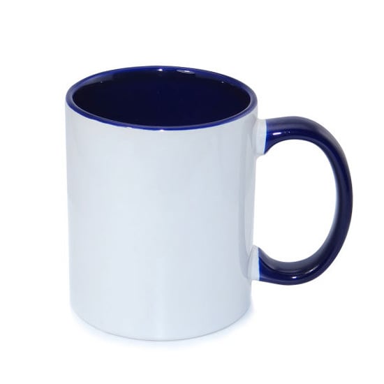 BESTSUB Mug with colored inside and handle, 330 ml, blue, customizable