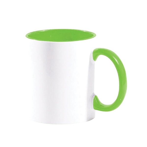 BESTSUB Mug with colored inside and handle, 330 ml, light green, customizable