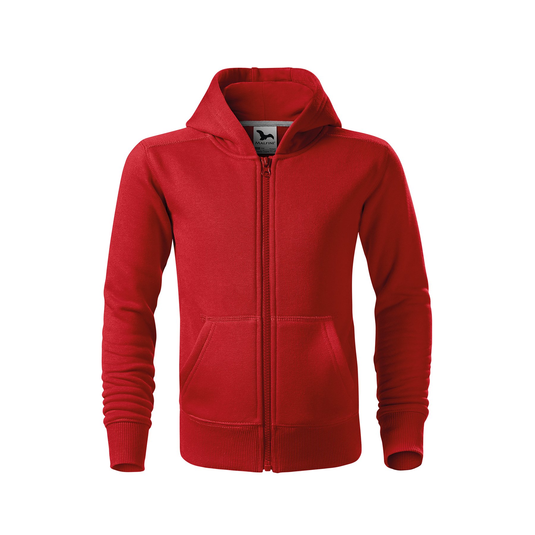 Malfini Kids sweatshirt Zipper 412, fleece, size 122 cm, age 6 years, red