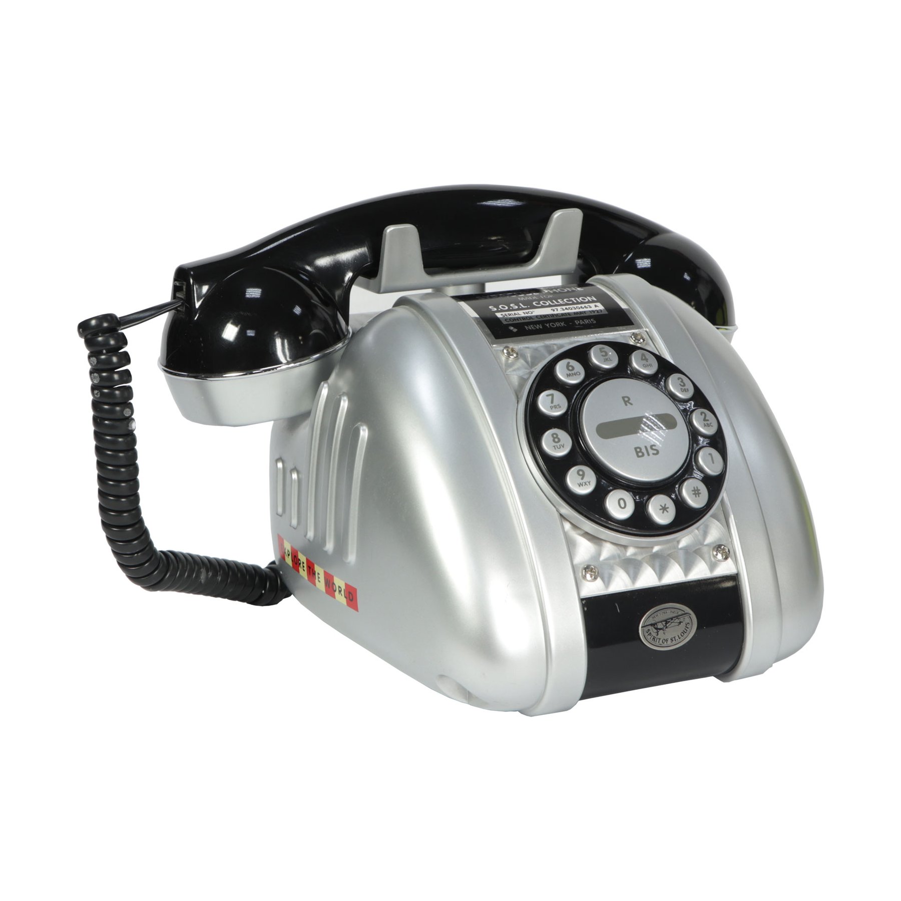 Sosl Retro Telephone 541383, black-silver
