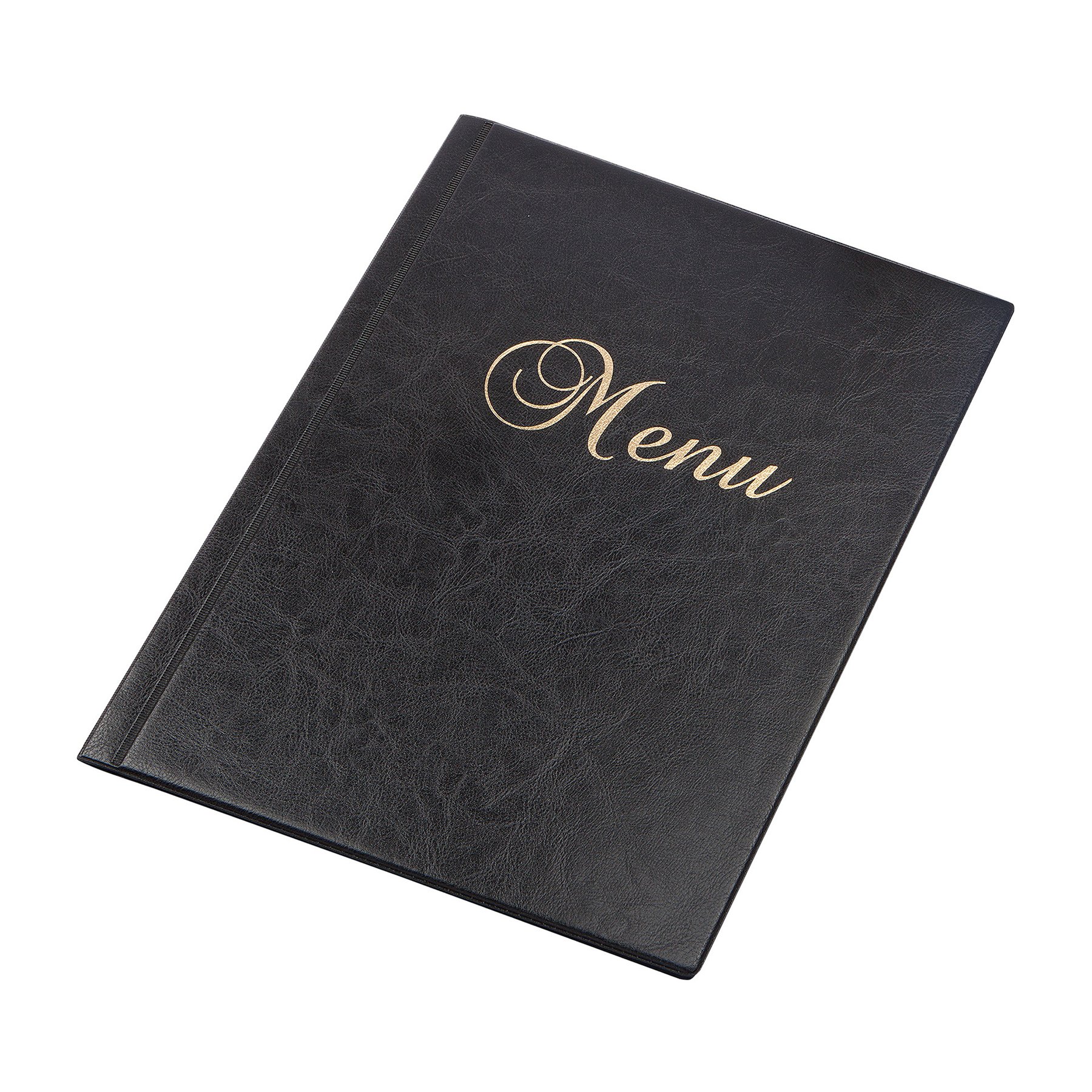 Menu folder, A4, leather, 6 pockets, black