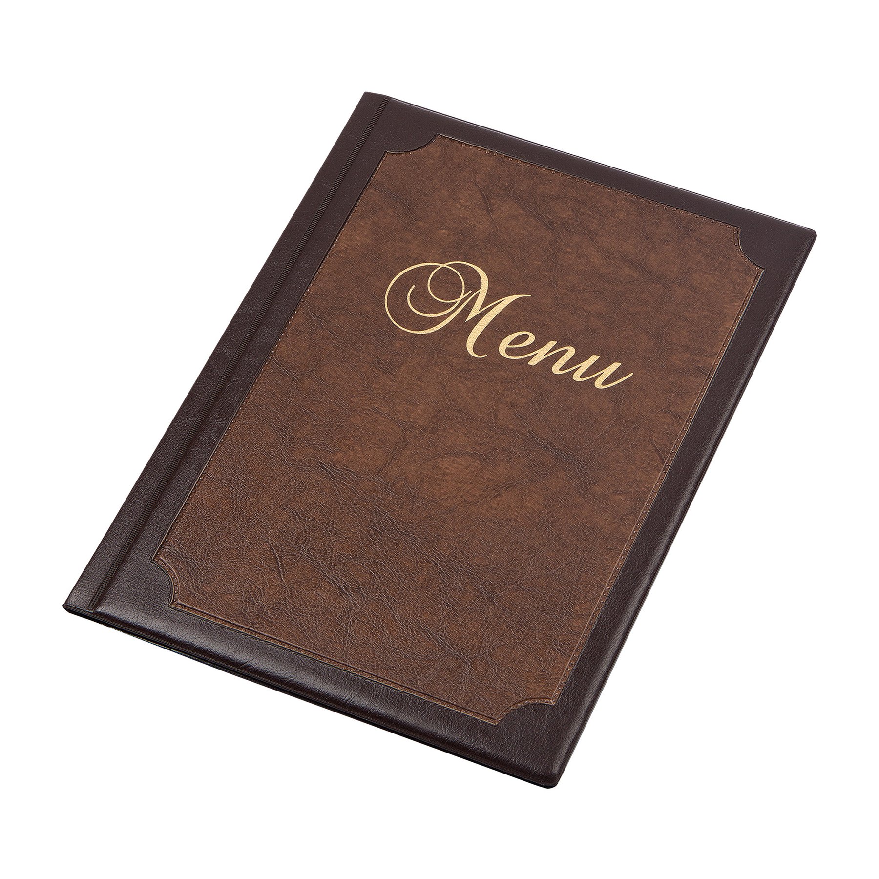 Menu Folder, A4, vinyl, 6 pockets, black and brown