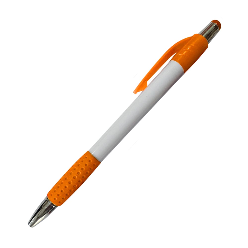 Office 1 Ballpoint Pen, plastic, white with orange, 50 pcs