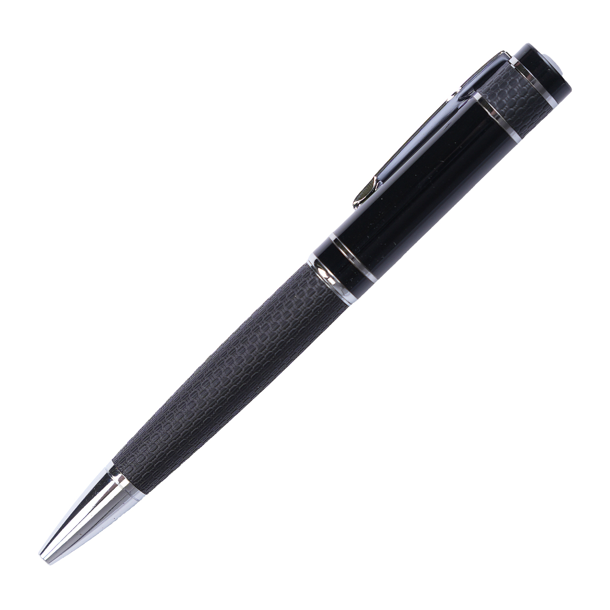 Knit Pen, metal and leather, black
